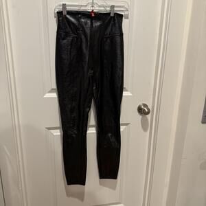 SPANX Women's Faux Leather Pants Size Small Black Stylish Stretchy